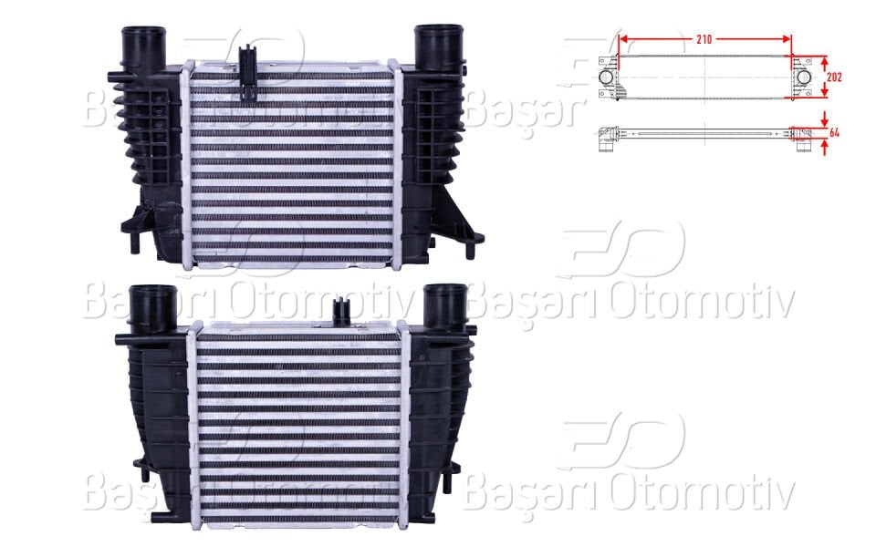 TURBO RADYATORU (INTERCOOLER) 210X202X64