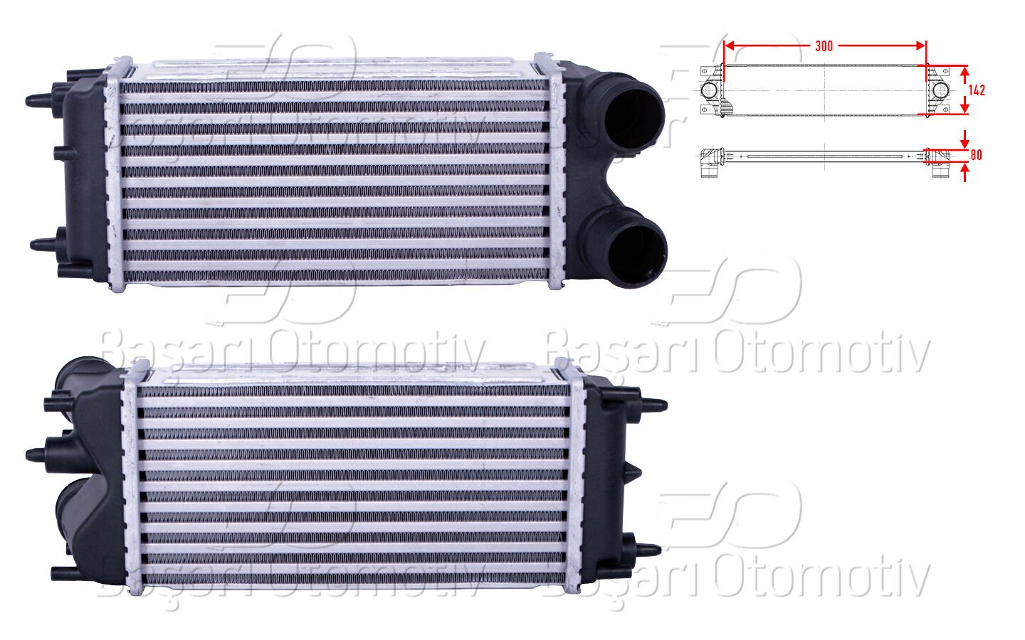 TURBO RADYATORU (INTERCOOLER) 300X142X80