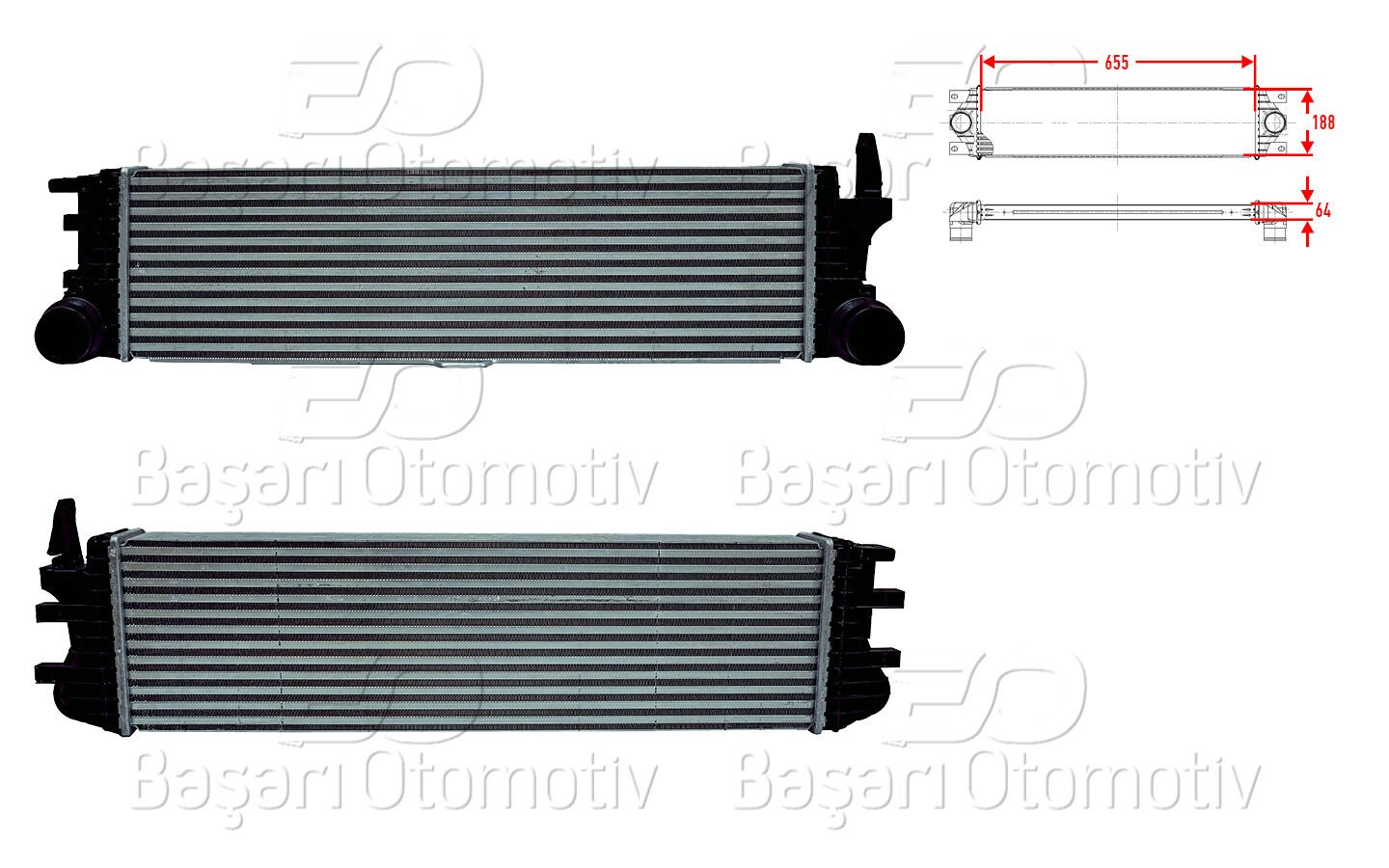 TURBO RADYATORU (INTERCOOLER) 655X188X64