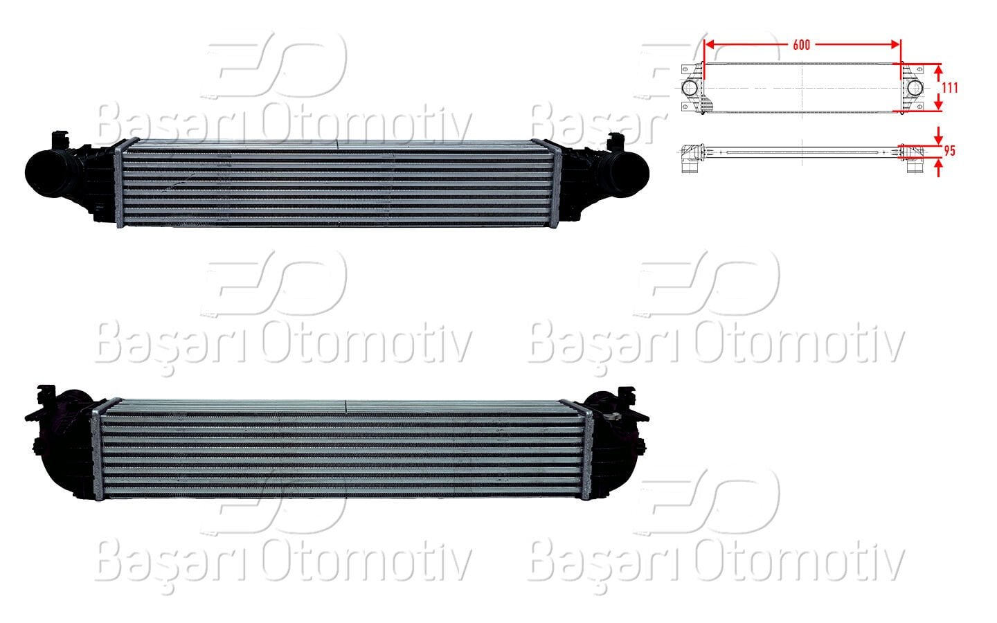 TURBO RADYATORU (INTERCOOLER) 600X111X95